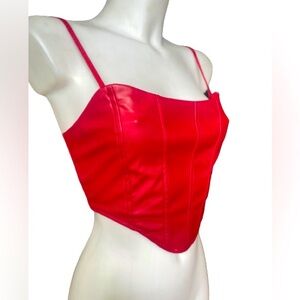 Urban Heritage Night Out Lipstick Red Shiny PVC Bustier Camisole Medium